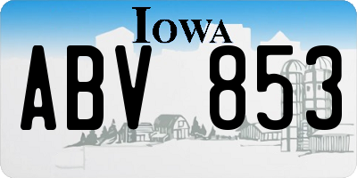IA license plate ABV853