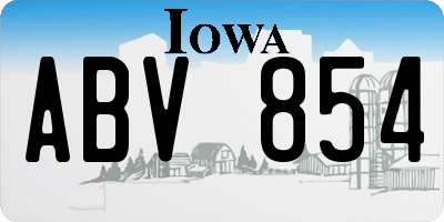 IA license plate ABV854
