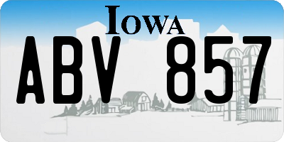 IA license plate ABV857
