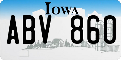 IA license plate ABV860
