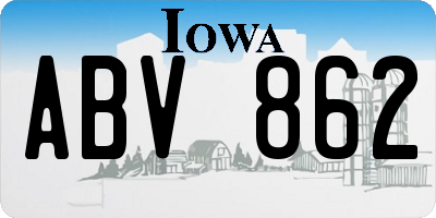 IA license plate ABV862
