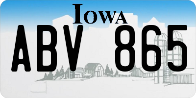 IA license plate ABV865