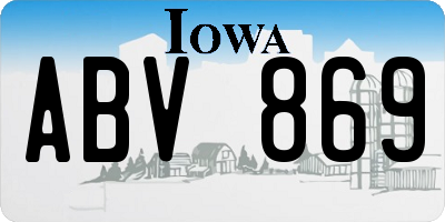 IA license plate ABV869
