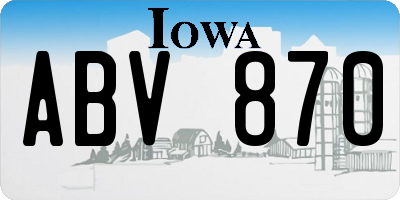 IA license plate ABV870