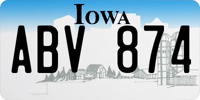 IA license plate ABV874