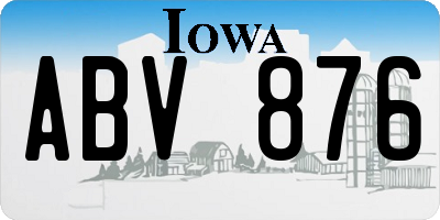 IA license plate ABV876