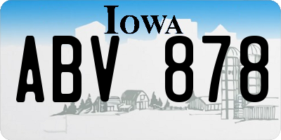 IA license plate ABV878