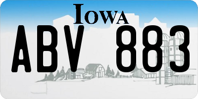 IA license plate ABV883