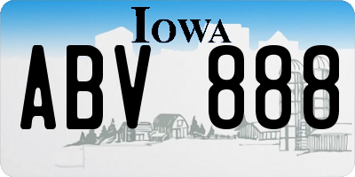 IA license plate ABV888