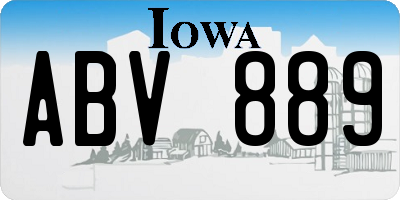 IA license plate ABV889