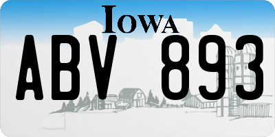 IA license plate ABV893