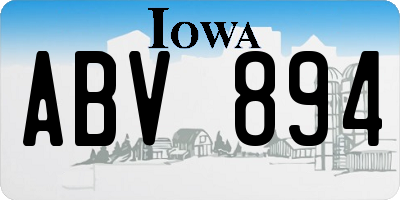 IA license plate ABV894