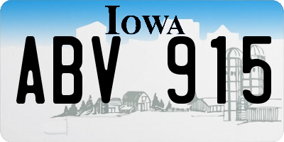 IA license plate ABV915