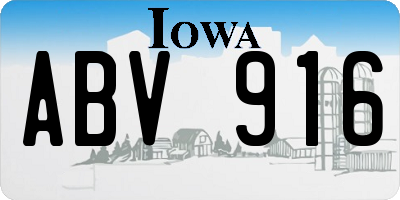 IA license plate ABV916