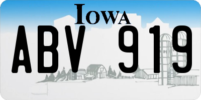 IA license plate ABV919