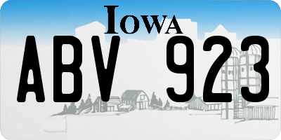 IA license plate ABV923