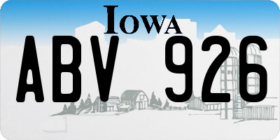 IA license plate ABV926