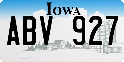 IA license plate ABV927
