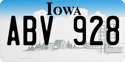 IA license plate ABV928