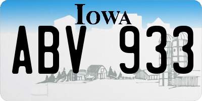 IA license plate ABV933