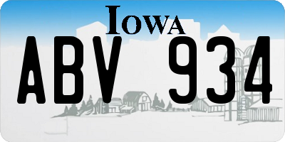 IA license plate ABV934