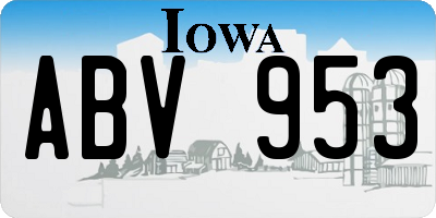 IA license plate ABV953