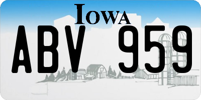IA license plate ABV959
