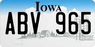 IA license plate ABV965