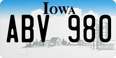 IA license plate ABV980