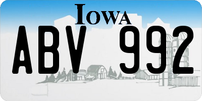 IA license plate ABV992
