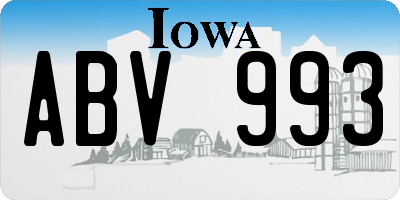IA license plate ABV993