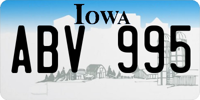 IA license plate ABV995