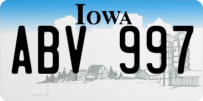 IA license plate ABV997