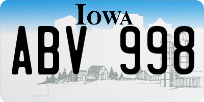 IA license plate ABV998
