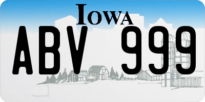 IA license plate ABV999