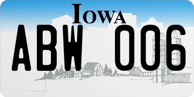 IA license plate ABW006