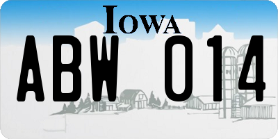 IA license plate ABW014