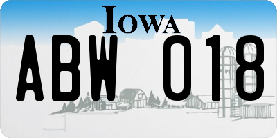 IA license plate ABW018