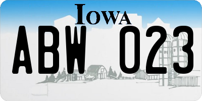 IA license plate ABW023