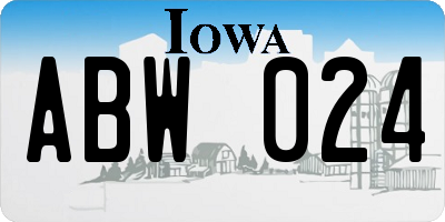 IA license plate ABW024