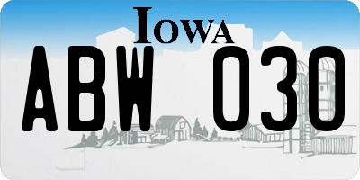 IA license plate ABW030