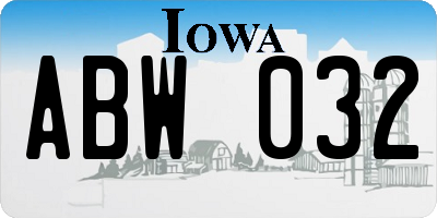 IA license plate ABW032