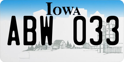 IA license plate ABW033