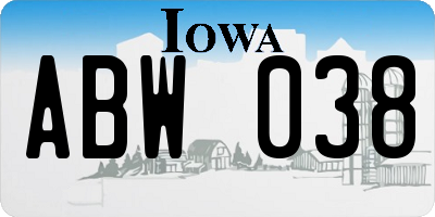IA license plate ABW038