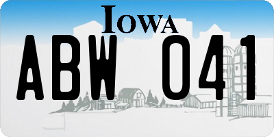 IA license plate ABW041