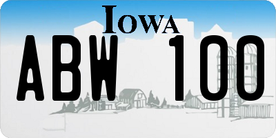 IA license plate ABW100
