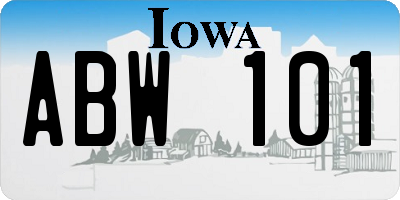 IA license plate ABW101
