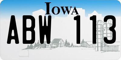 IA license plate ABW113