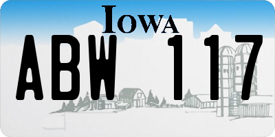 IA license plate ABW117