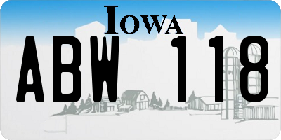 IA license plate ABW118